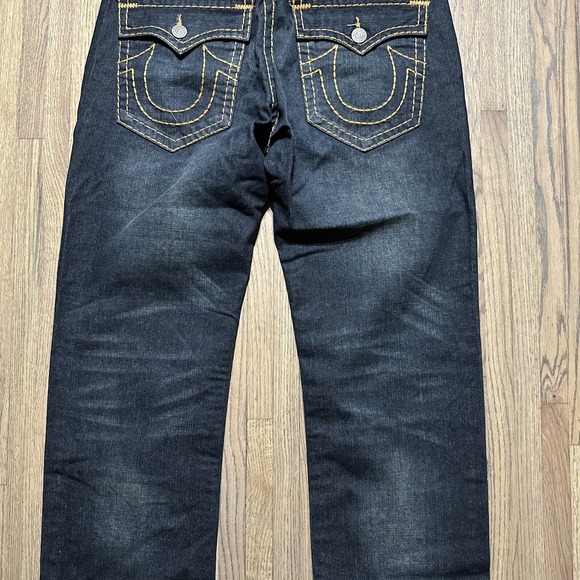 MINT True Religion BILLY Super T Men's Dark Jean Size 36x31 Orange Stitch $275